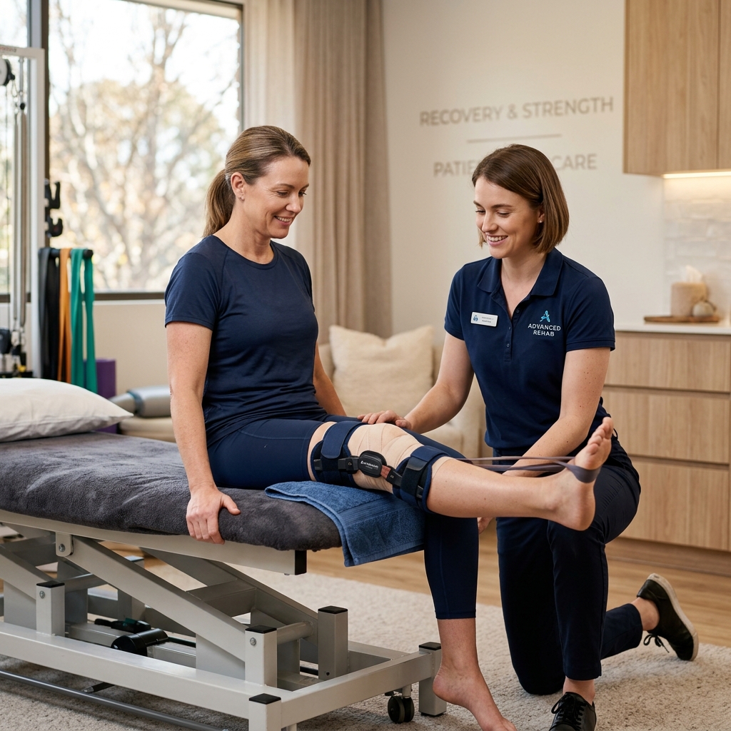 Post-surgery physical therapy for patient recovering from hip or knee replacement surgery